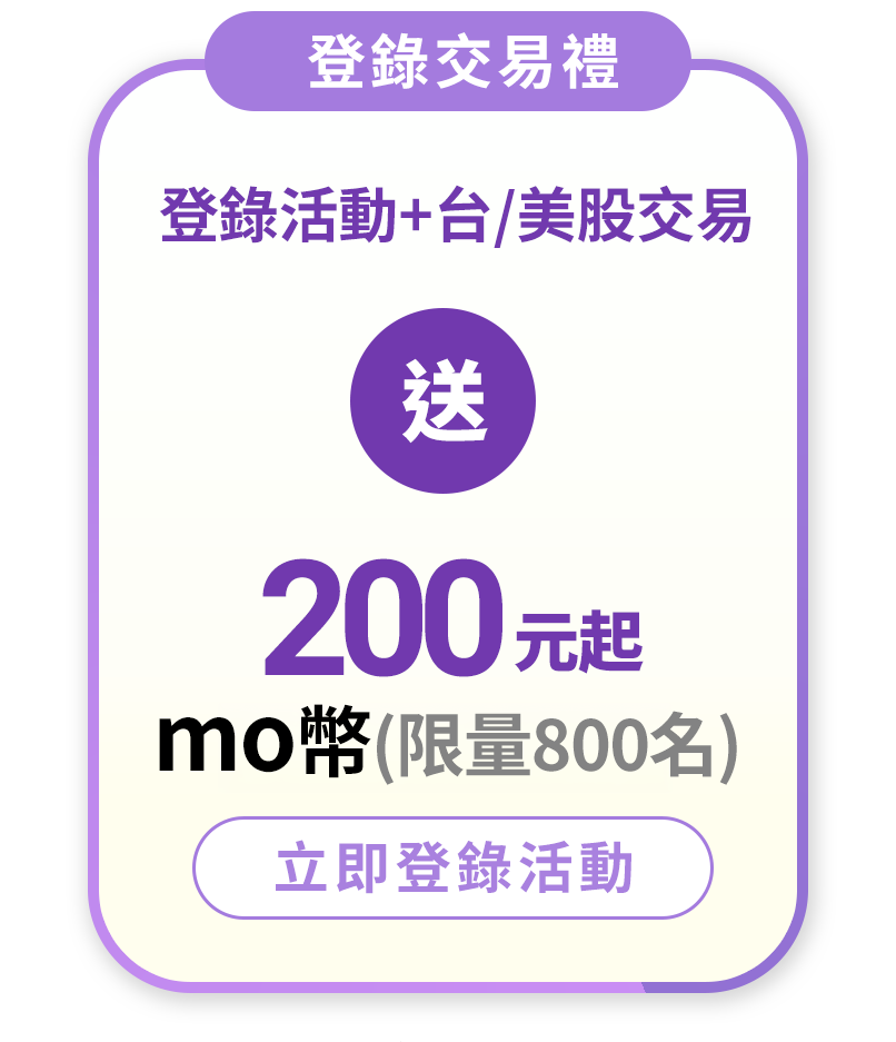 交易好禮 台美股電子交易一筆抽200元Mo幣